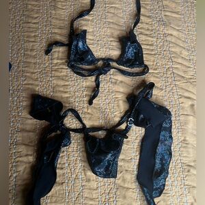 xxs-s micro bikini in black halo sparkles